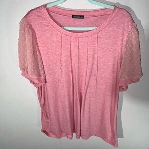 Ofeefan Pink Sheer Sleeve Women's Top xxl